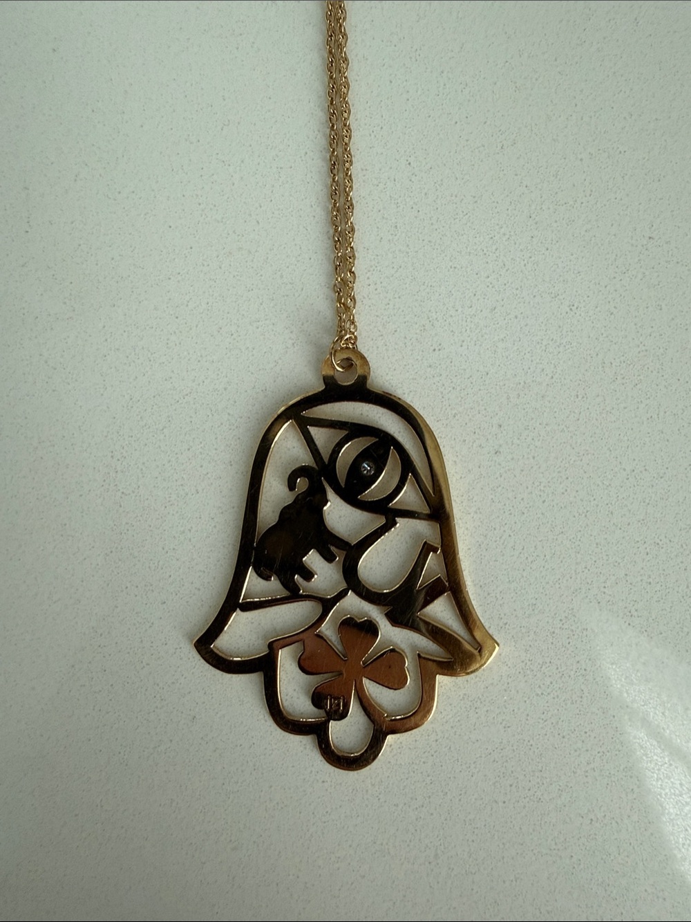 Jennifer Zuener gold Hamsa Clover Pendant Necklace - Women's Jewelry